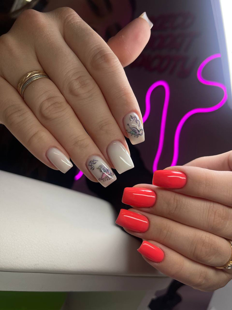 Красный и нюдовый маникюр в студии MOLCHANOVA NAIL $TUDIO